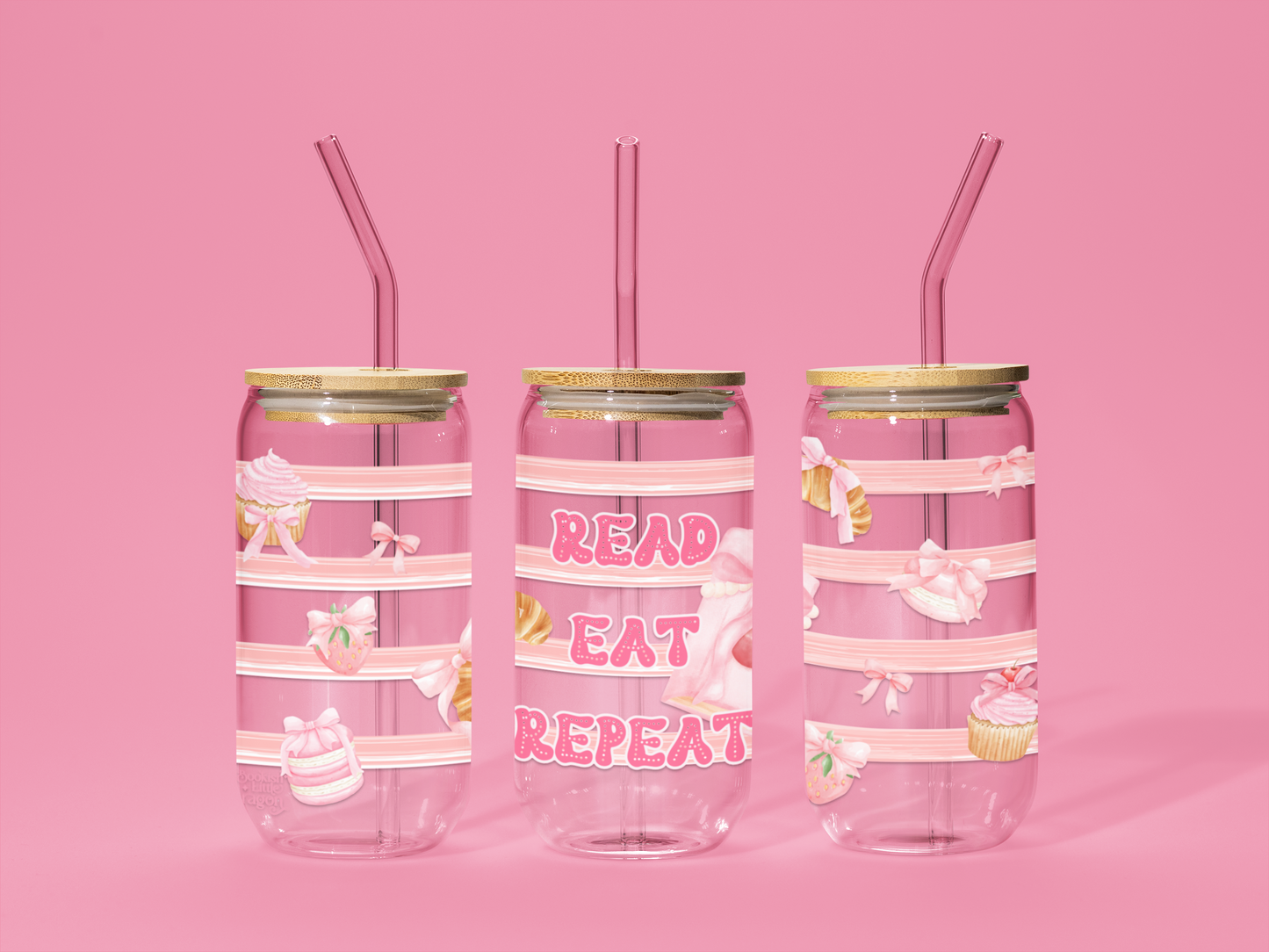 Read Eat Repeat Glass Can