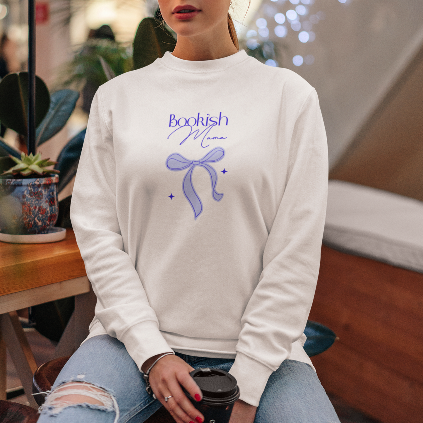 Bookish Mama Sweatshirt Blue Ribbon
