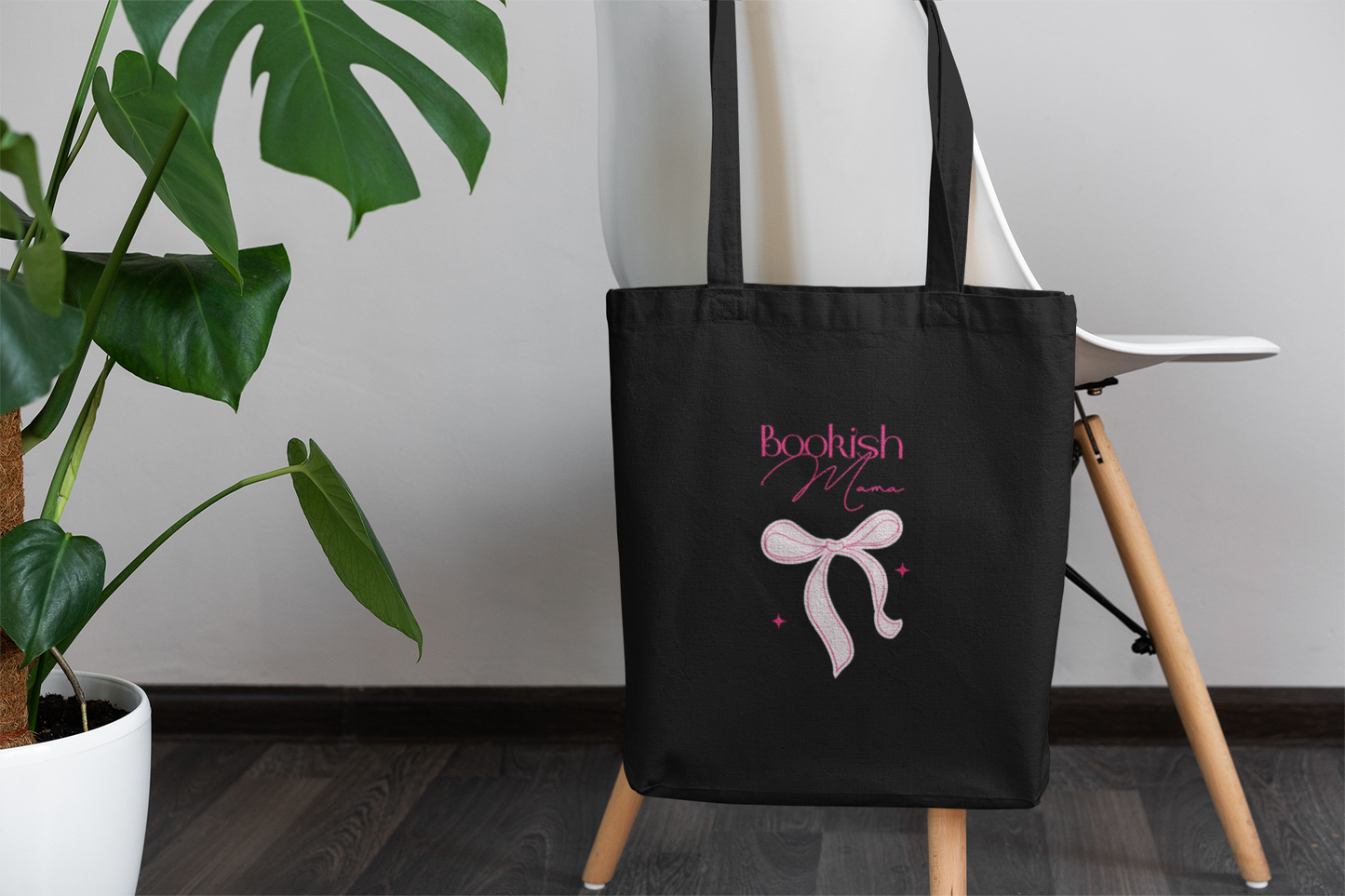 Bookish Mama Pink Ribbon Cotton Tote Bag