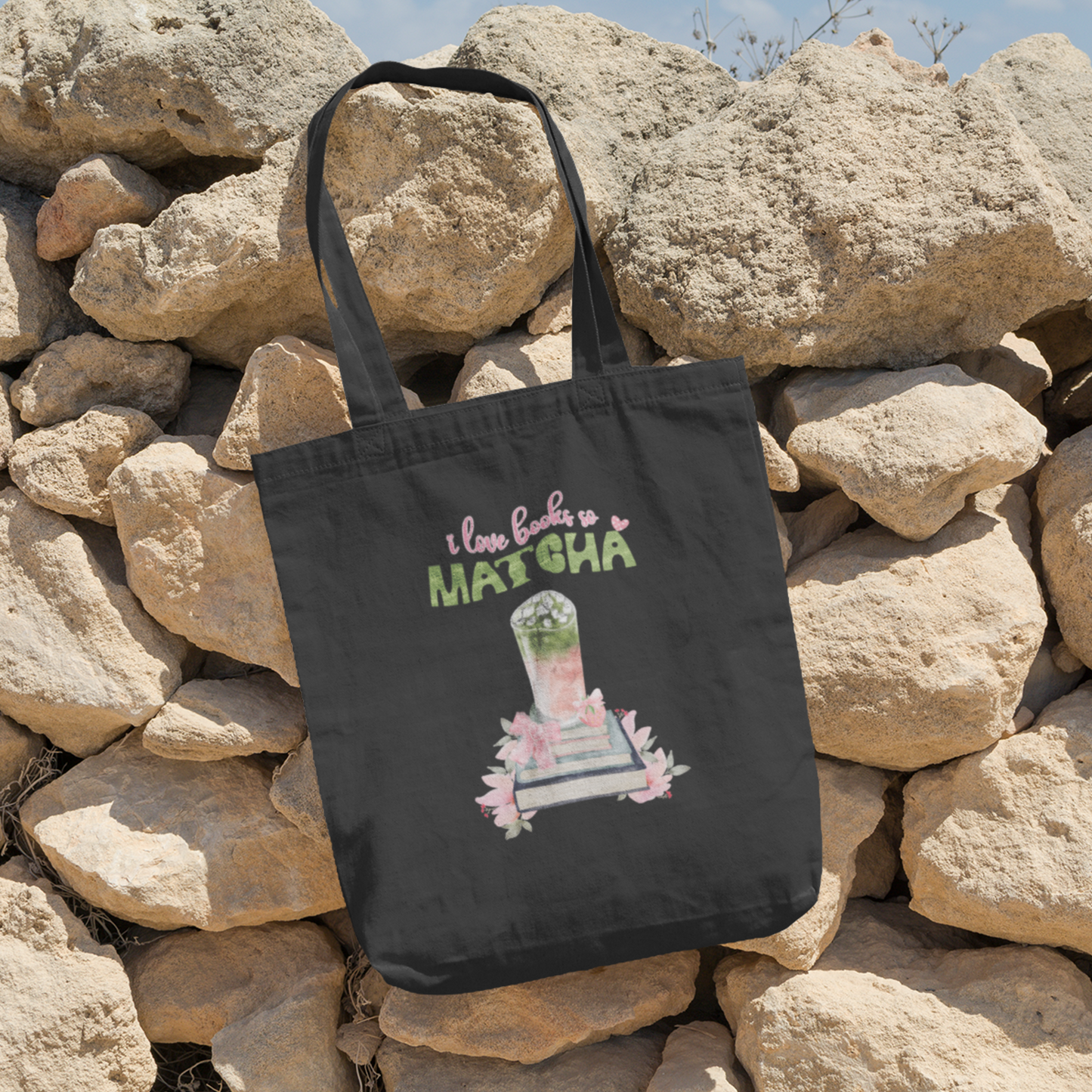 I Love Books So Matcha Cotton Tote Bag