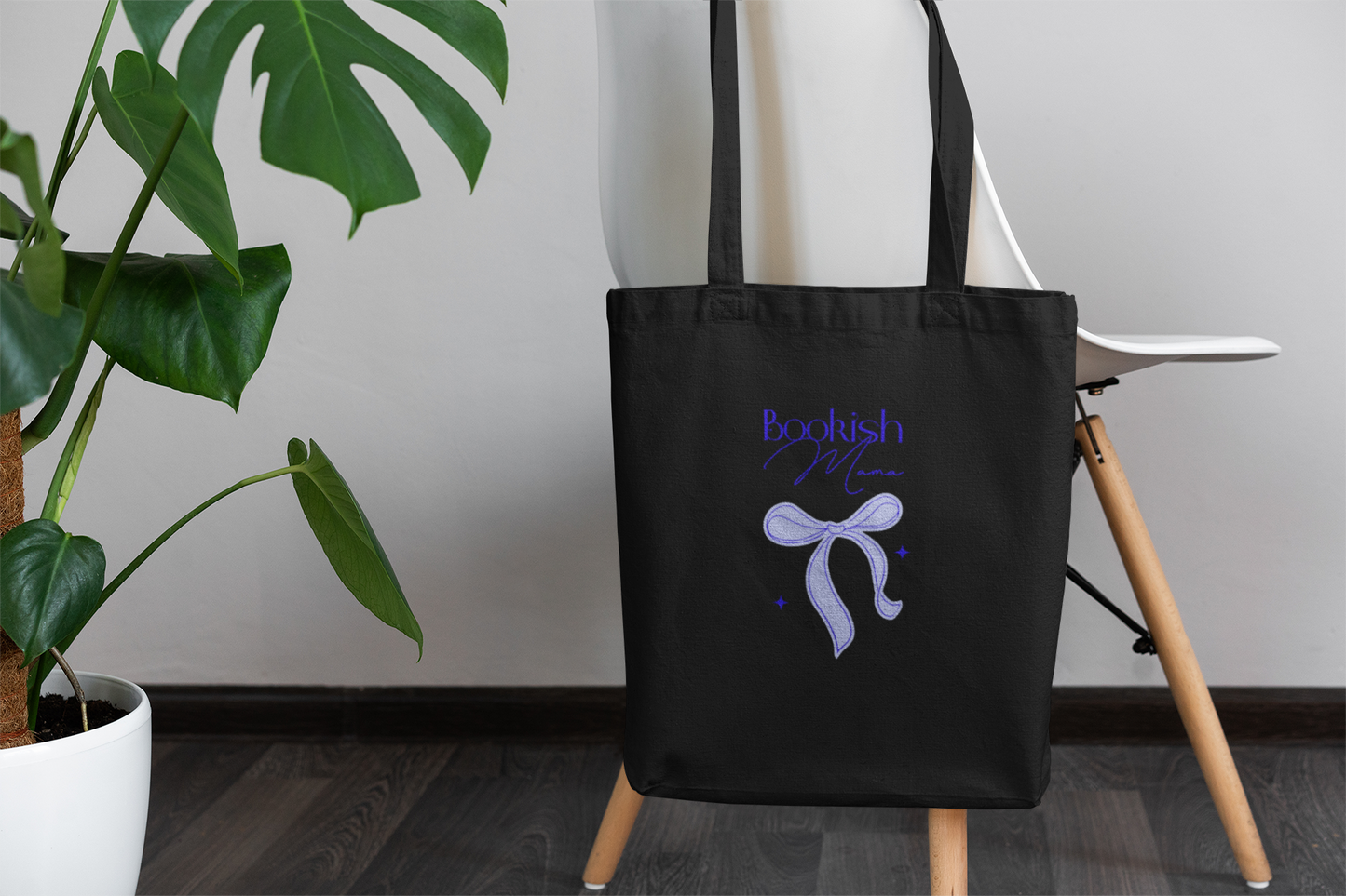 Bookish Mama Blue Ribbon Cotton Tote Bag