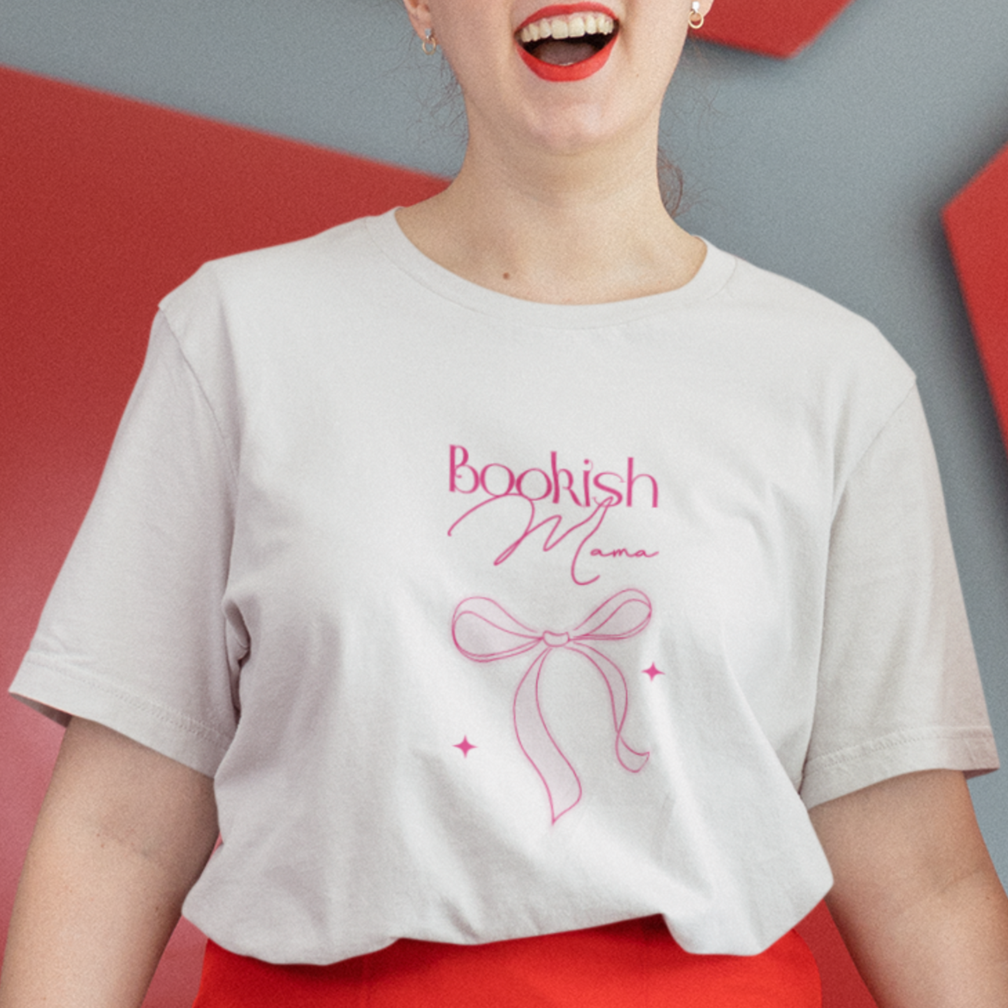 Bookish Mama Red Ribbon Tee
