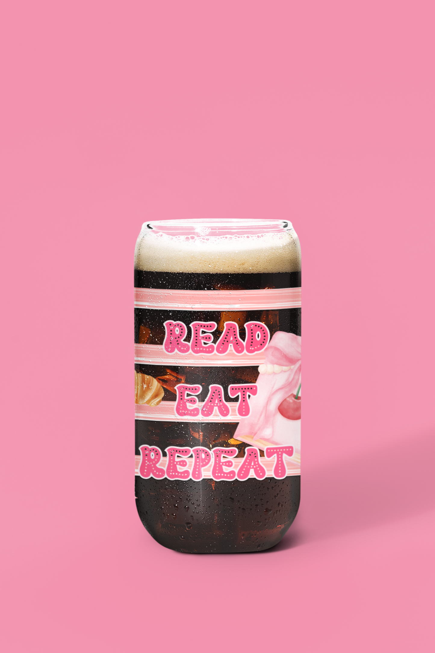 Read Eat Repeat Glass Can