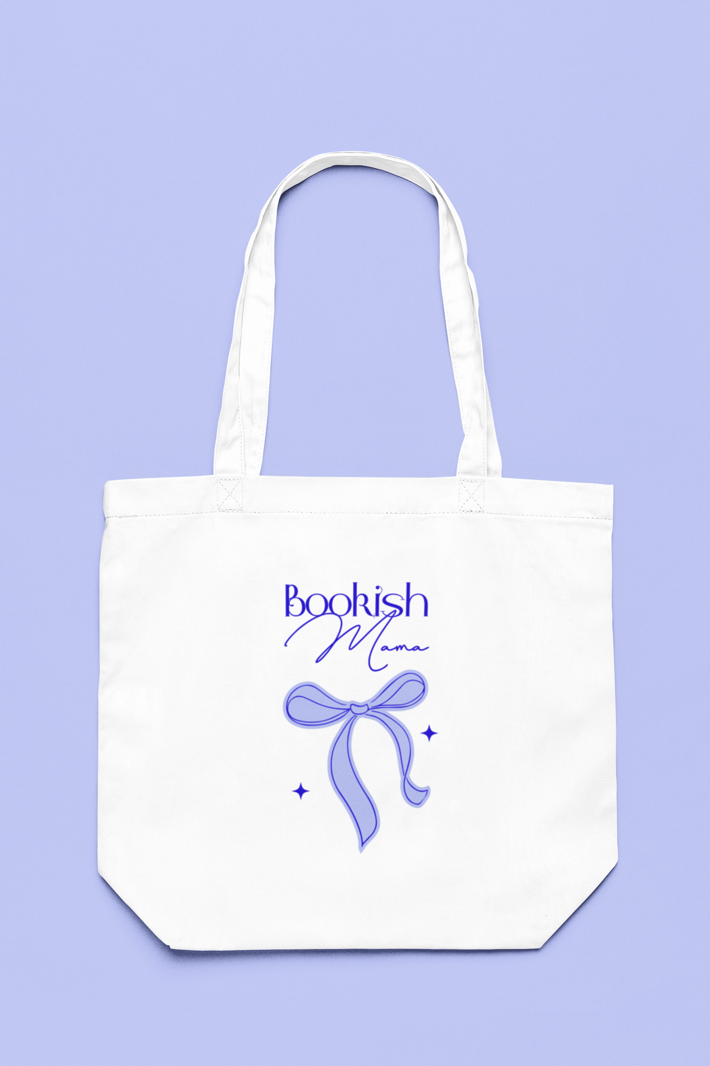 Bookish Mama Blue Ribbon Cotton Tote Bag