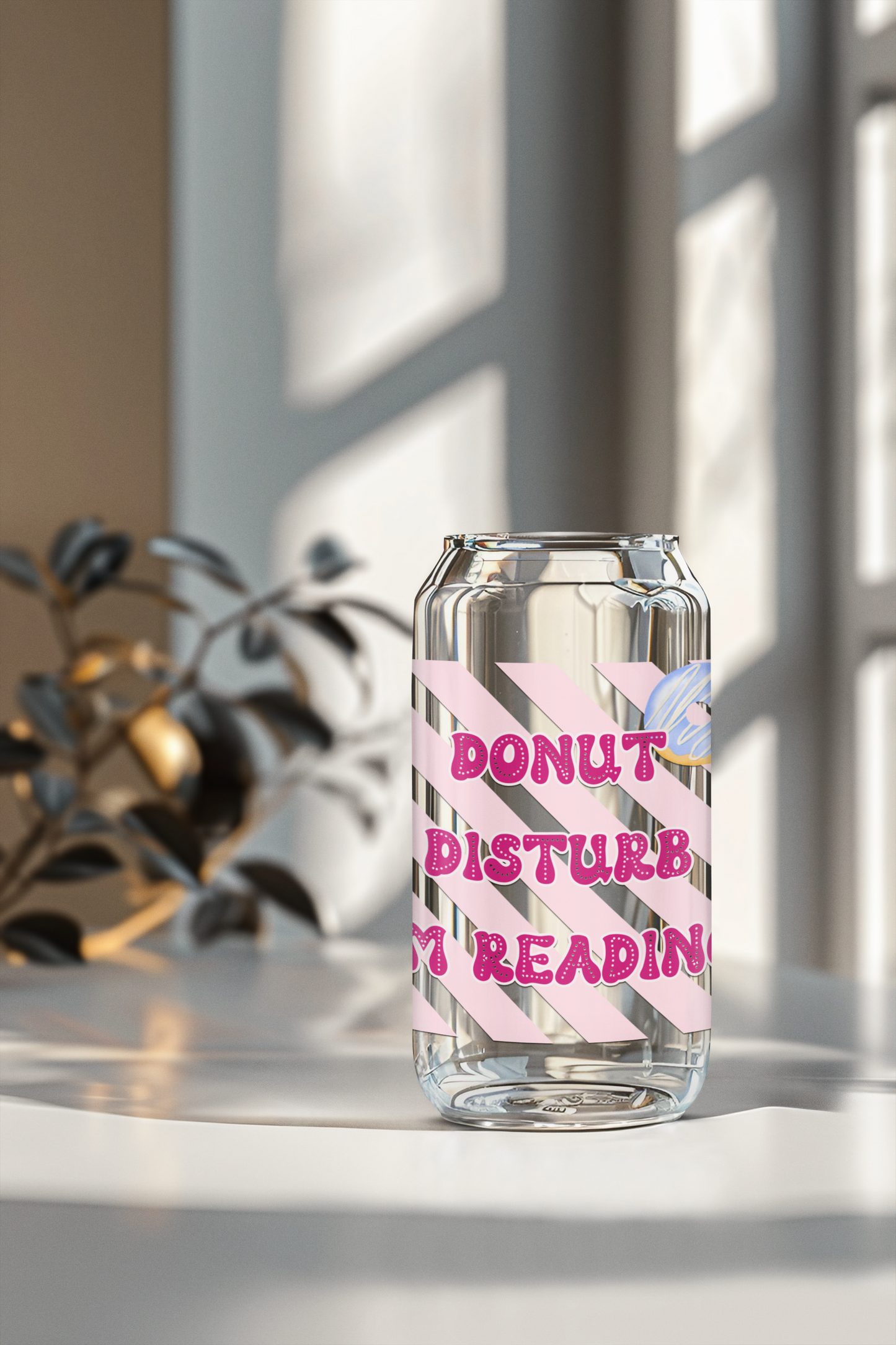 Donut Disturb I'm Reading Glass Can