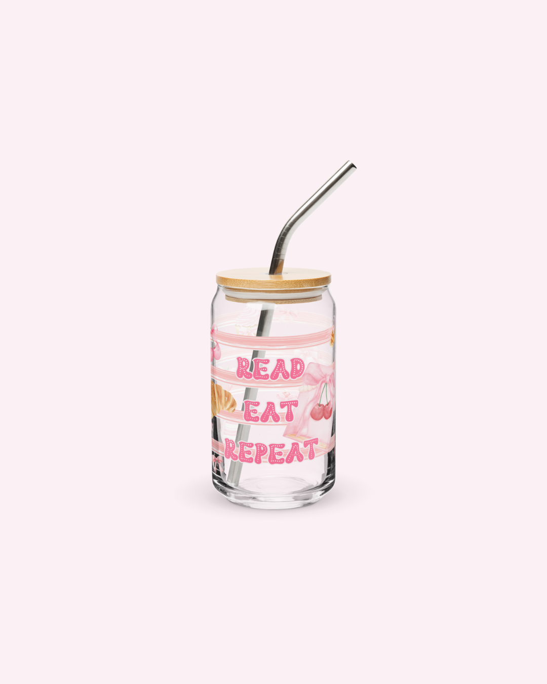Read Eat Repeat Glass Can