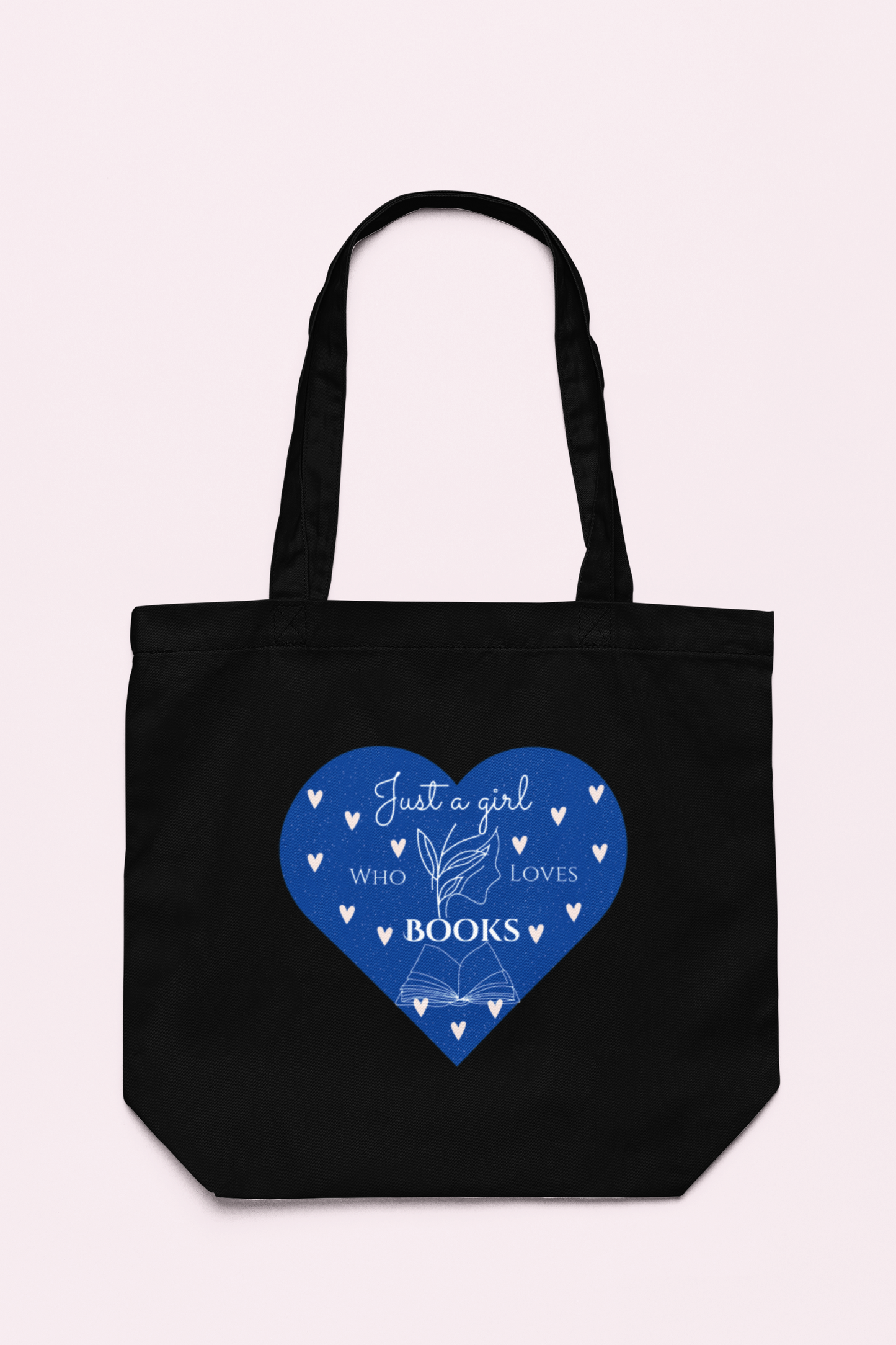 Just a Girl who Loves Books Blue Heart Tote Bag