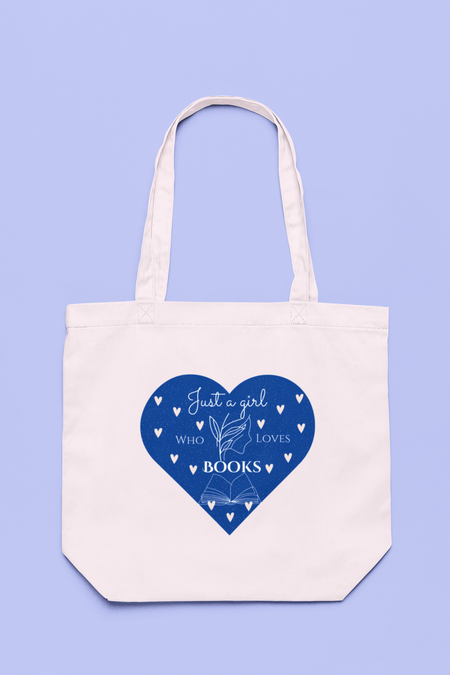Just a Girl who Loves Books Blue Heart Tote Bag
