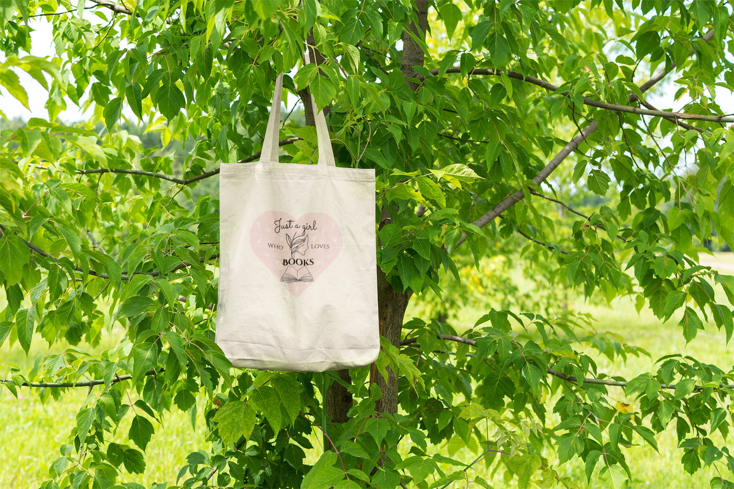 Just a Girl who Loves Books Orange Heart Cotton tote bag