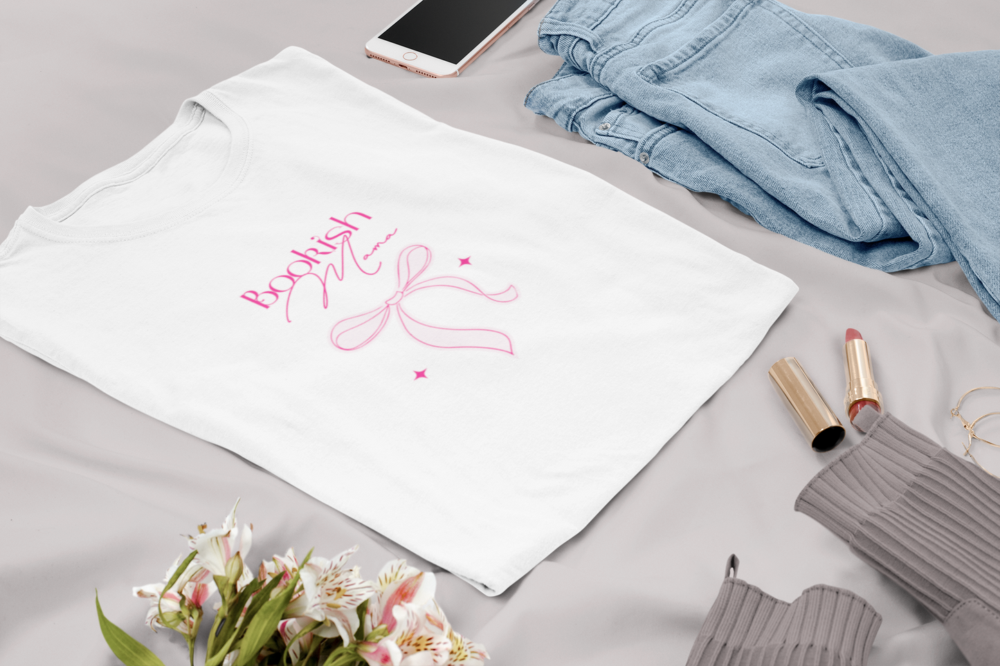 Bookish Mama Red Ribbon Tee