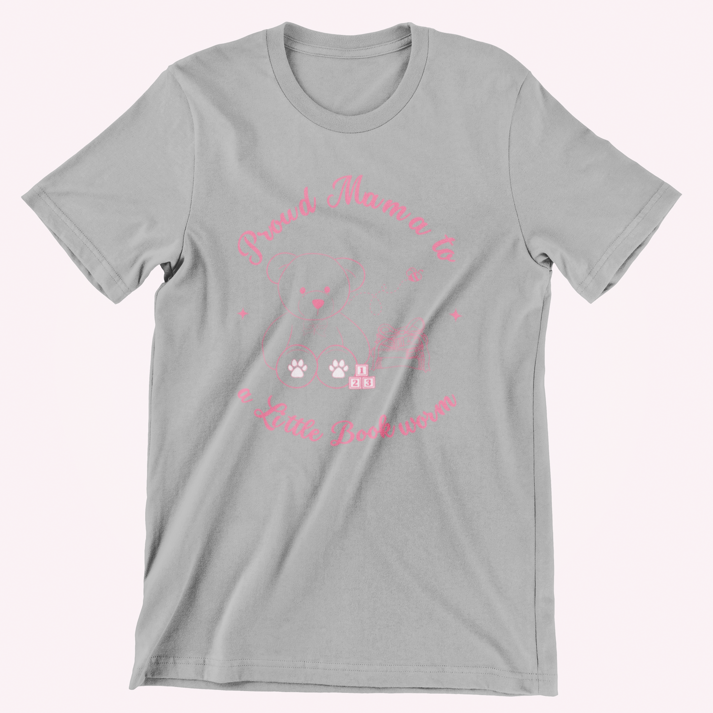 Proud Mama to a Little Bookworm Pink Bear Tee
