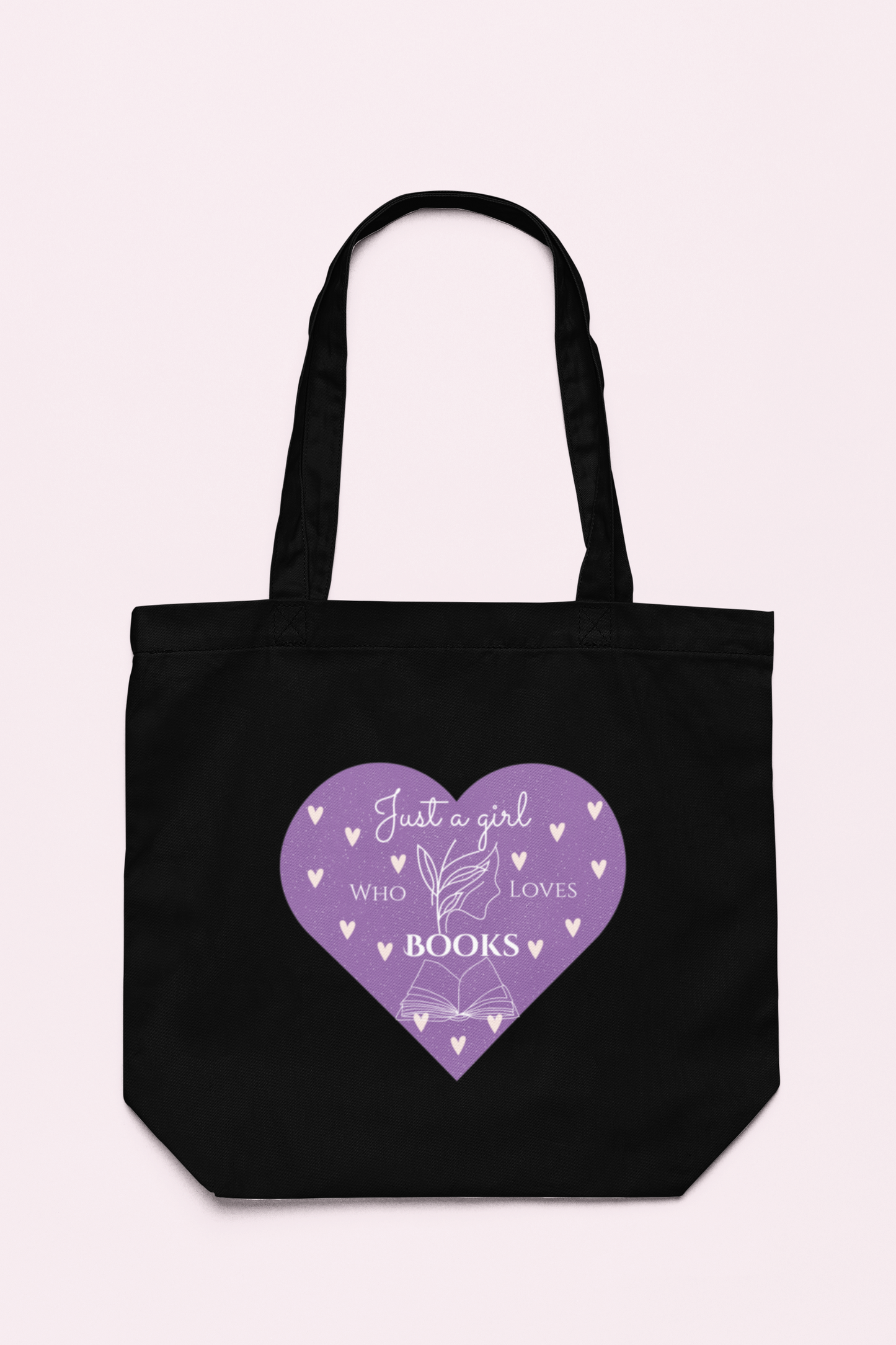 Just a Girl who Loves Books Purple Heart Tote Bag