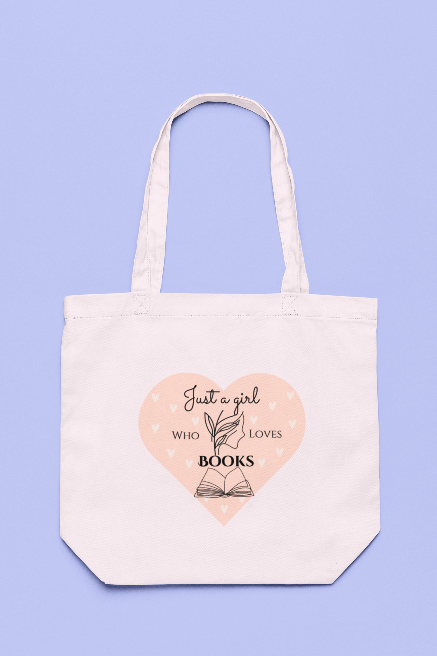 Just a Girl who Loves Books Orange Heart Cotton tote bag