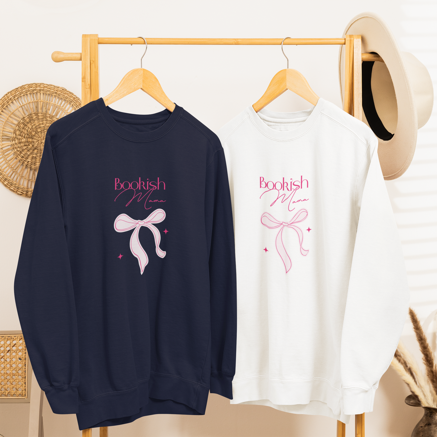 Bookish Mama Sweatshirt Pink Ribbon