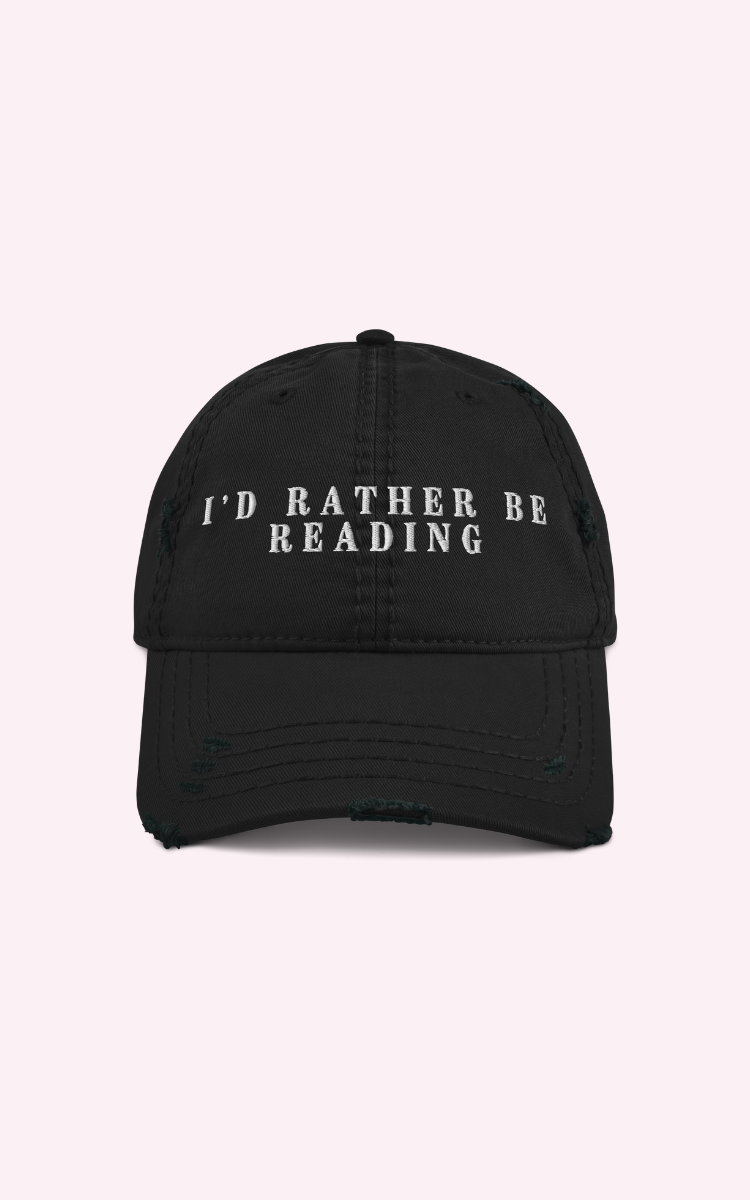 I'd Rather Be Reading Embroidered Distressed Cap