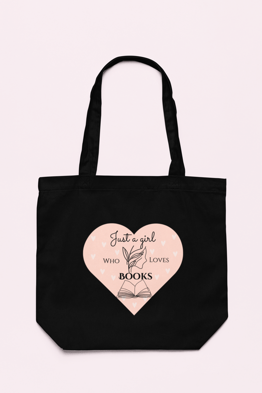 Just a Girl who Loves Books Orange Heart Cotton tote bag
