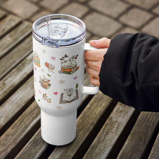 Books and Cats Reading Tumbler