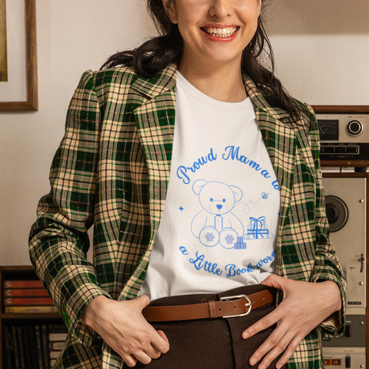 Proud Mama to a Little Bookworm Blue Bear Tee
